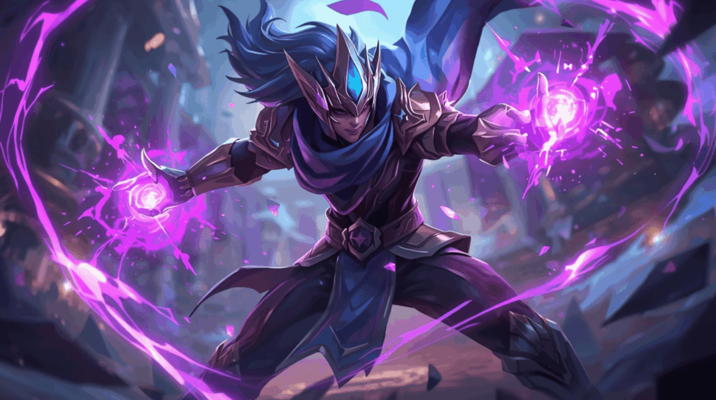 Hero mage Mobile Legends dengan damage besar dan efek sihir kuat