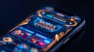 Tampilan event Mobile Legends bulan ini dengan token, hadiah, dan banner berwarna biru emas.