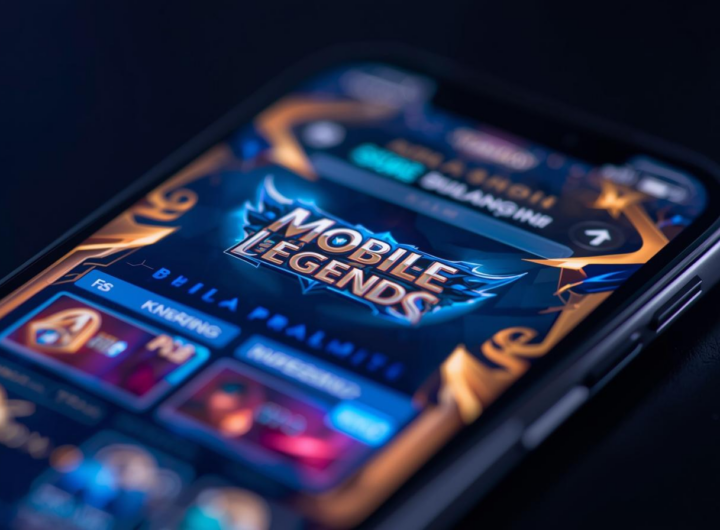 Tampilan event Mobile Legends bulan ini dengan token, hadiah, dan banner berwarna biru emas.