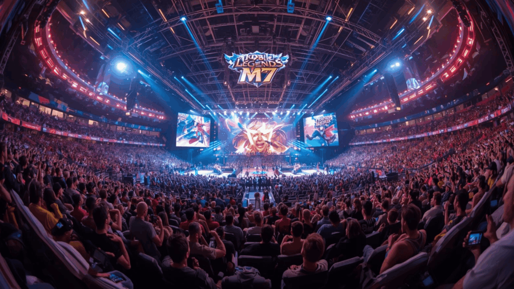 Pertandingan Mobile Legends M7 di stadion penuh penonton