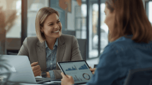 Manajer memberikan feedback performa kerja